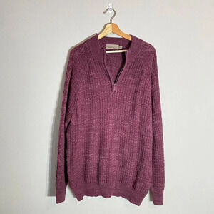 Vintage Rainforest Men's XL Long Sleeve Quarter Zip Knit Pullover Sweater Maroon